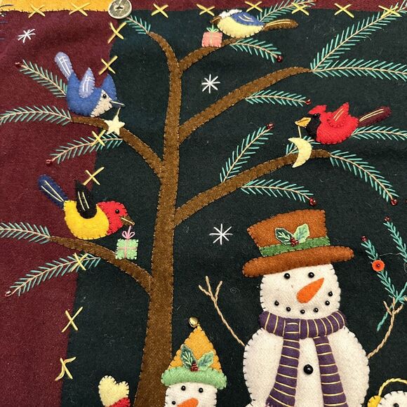 NEW WORLD ARTS CHRISTMAS XL PIllow SHAM  Snow Family HANDMADE DETAILED Wool - Picture 4 of 9